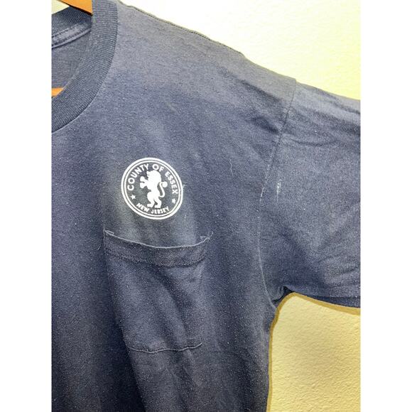 Vintage New Jersey Shirt County Of Essex Blue Pocket Tee 90s 1990s Medium - Picture 4 of 8